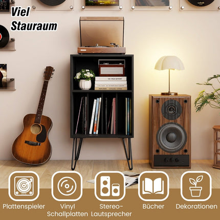 Stojan na gramofon s nabíjecí stanicí a úložným prostorem na desky