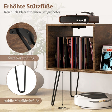 Stojan na gramofon s nabíjecí stanicí a přihrádkami