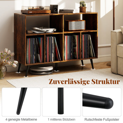 Stojan na gramofon s úložným prostorem na desky, rustikální hnědá