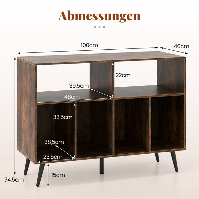 Stojan na gramofon s úložným prostorem na desky, rustikální hnědá
