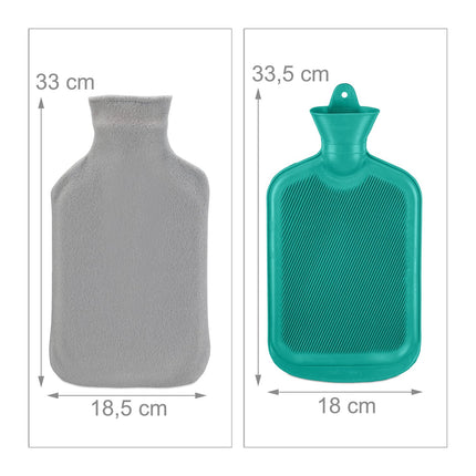 Turquoise Hot Water Bottle with Cover, 1.5L