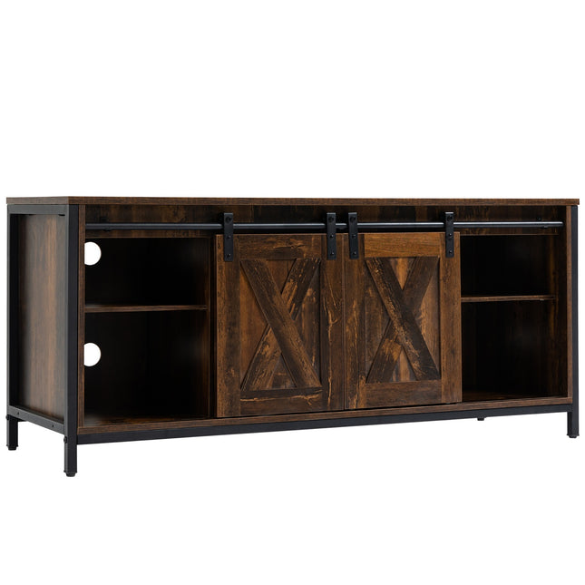 TV lavice pro 60" obrazovky, industriální design, dřevotříska a ocel