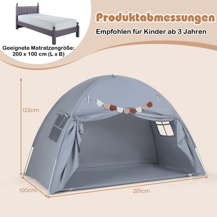 Stan na postel pro děti, skládací a přenosný, s okny