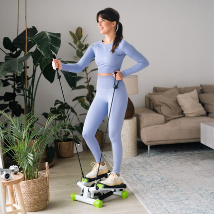 Twist stepper s lany, kompaktní fitness vybavení, zelená