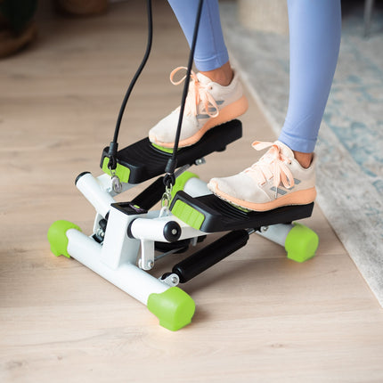 Twist stepper s lany, kompaktní fitness vybavení, zelená