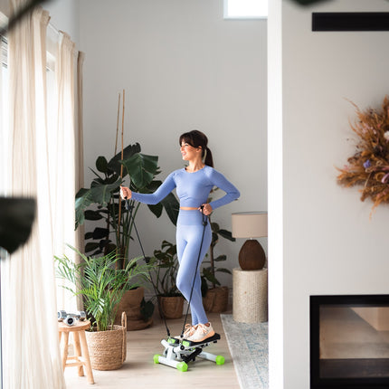 Twist stepper s lany, kompaktní fitness vybavení, zelená