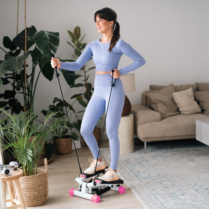 Twist stepper s lany, kompaktní cvičební vybavení, růžová