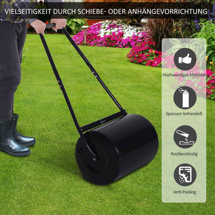 Zahradní válec 40cm, plnitelný kovový - voda/písek, černá