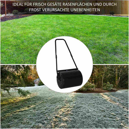 Zahradní válec 40cm, plnitelný kovový - voda/písek, černá
