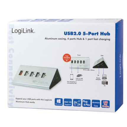 USB 2.0 rozbočovač 4+1 rychlé nabíjení