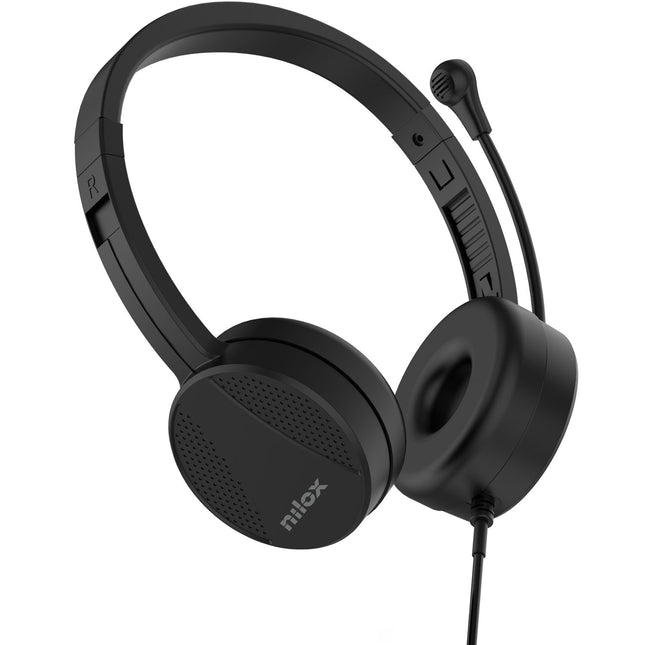 USB-A headset s mikrofonem, náušní, černá