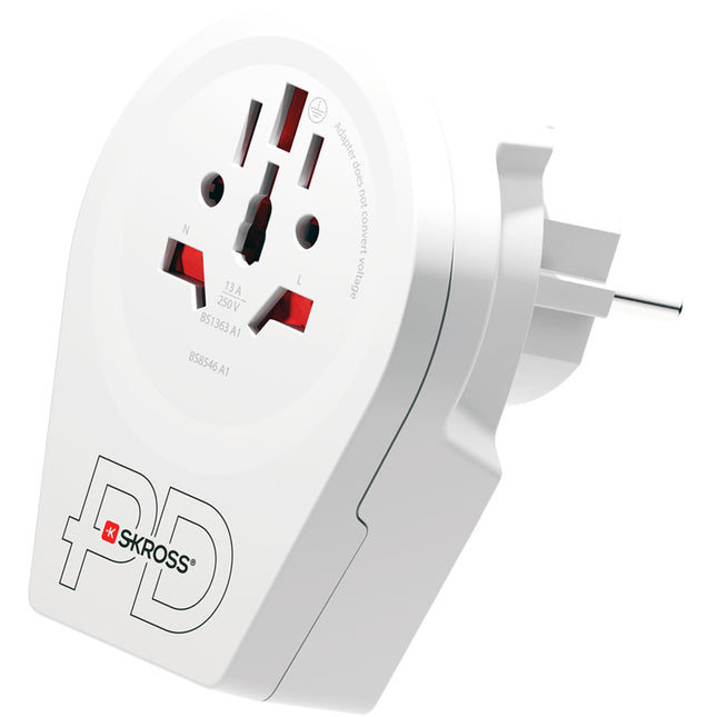 USB-A/USB-C 20W uzemněný adaptér pro Evropu