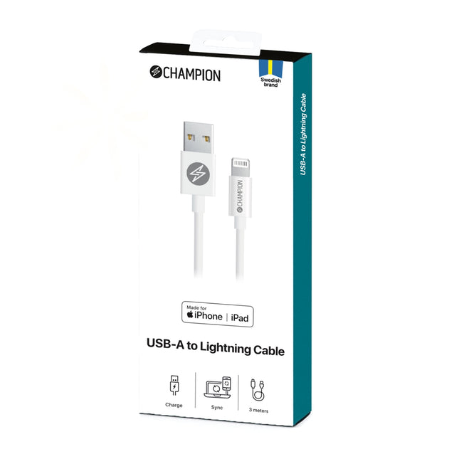Kabel USB-A na Lightning 3m, bílá