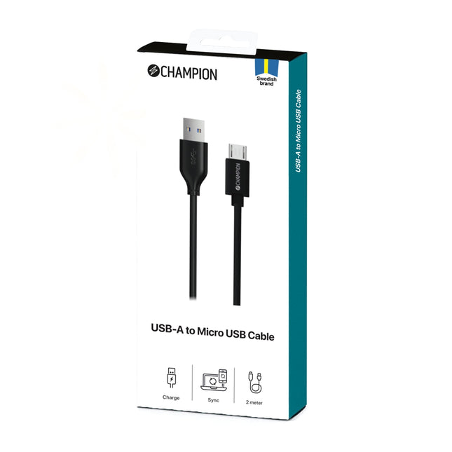 Kabel USB-A na Micro-USB 1m, černá