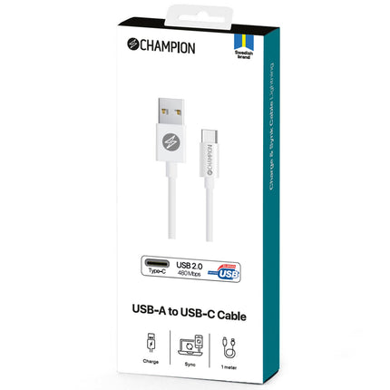 Kabel USB-A na USB-C 1m, bílá