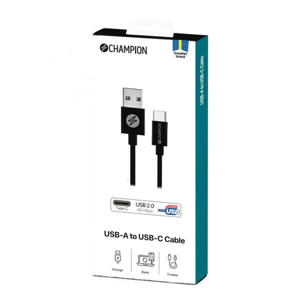 USB-A-auf-USB-C-Kabel 3 m Schwarz