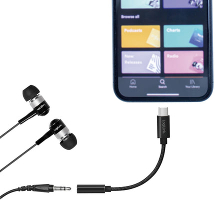USB-C 3.5mm audio adaptér s DAC, 13cm nylonový kabel