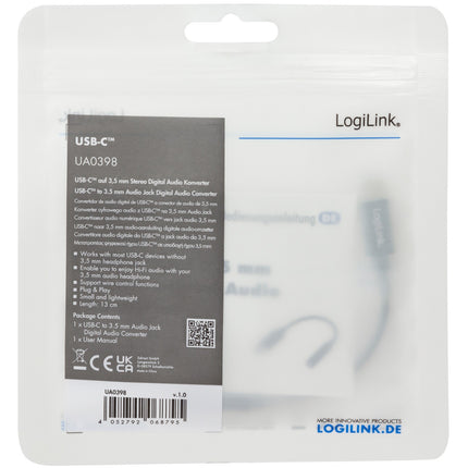 USB-C 3.5mm audio adaptér s DAC, 13cm nylonový kabel