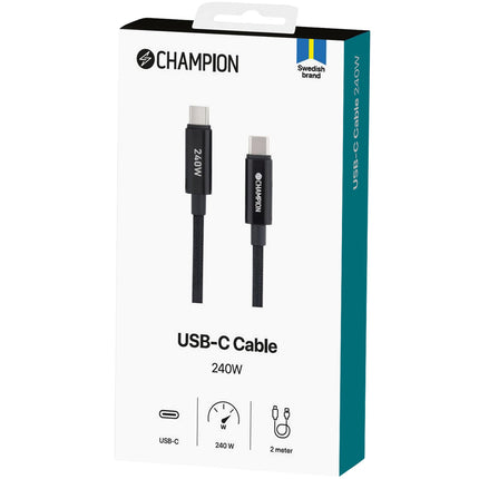 Kabel USB-C 240W, 2m, černá
