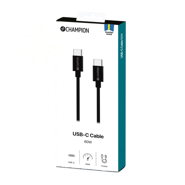 Kabel USB-C 60W 1m, černá