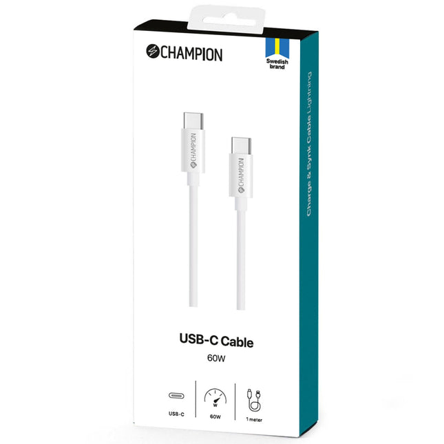 Kabel USB-C 60W 1m, bílá