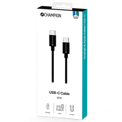 Kabel USB-C 60W 2m, černá