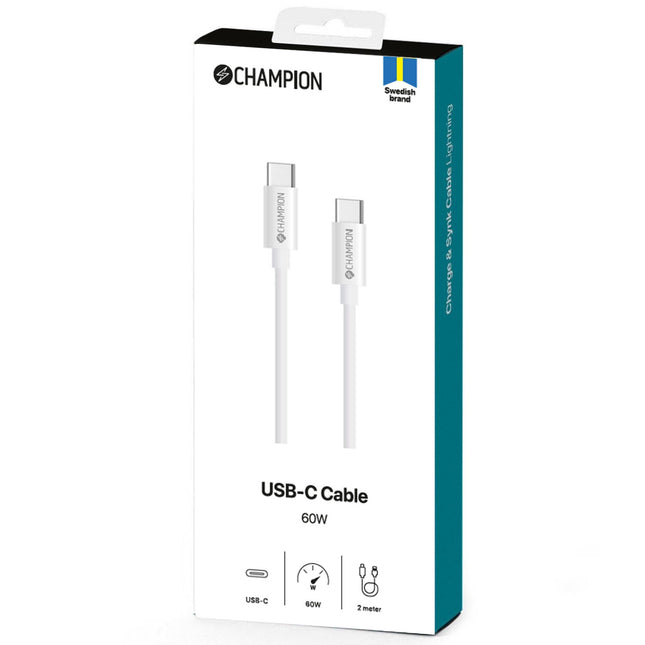 Kabel USB-C 60W 2m, bílá