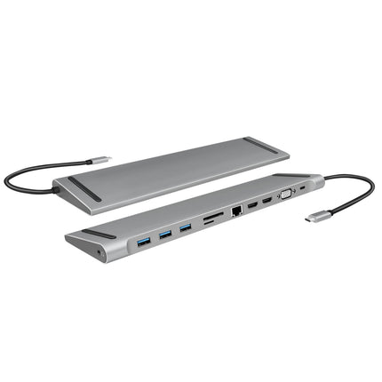 USB-C dok 11v1 HDMI/VGA/RJ45/USB-C 100W