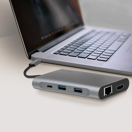 USB-C dok 8v1 HDMI/DP/RJ45/USB/USB-C 100W