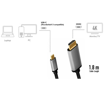 USB-C -> HDMI 4K/60Hz hliník 1.8m