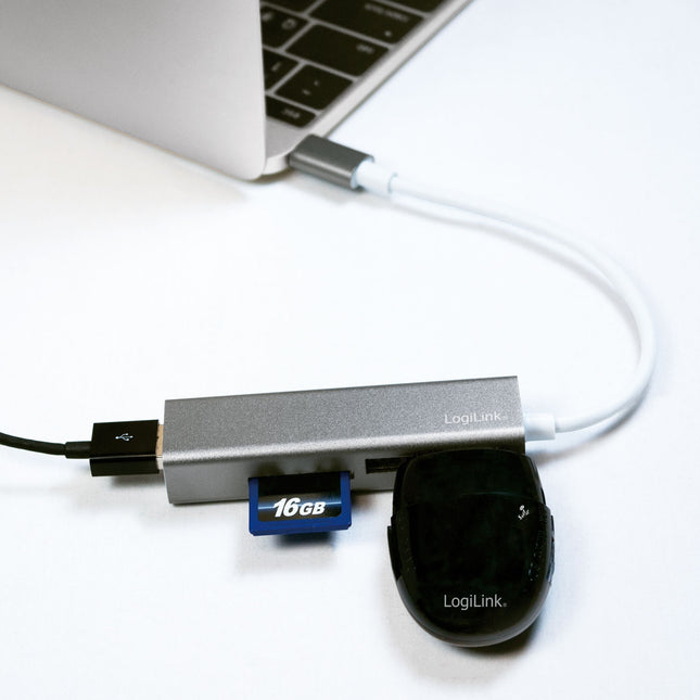 USB-C rozbočovač 3 porty + čtečka paměťových karet