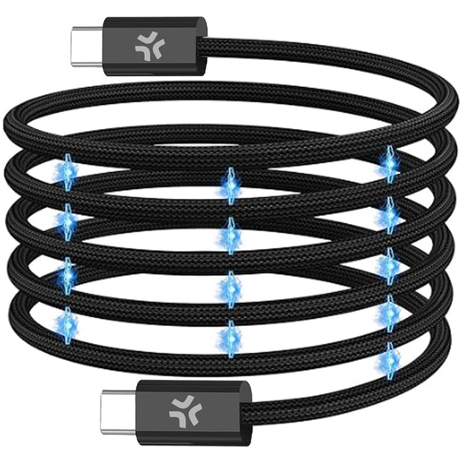 USB-C magnetický opletený kabel, 60W, 1m, černá