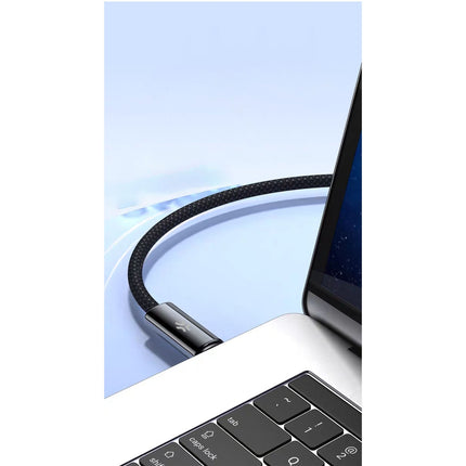 USB-C magnetický opletený kabel, 60W, 2m, černá