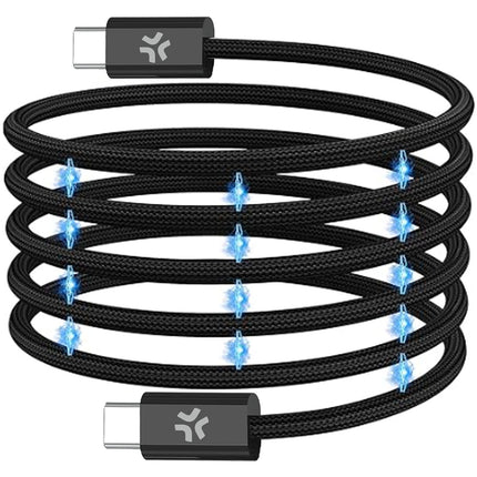 USB-C magnetický opletený kabel, 60W, 2m, černá