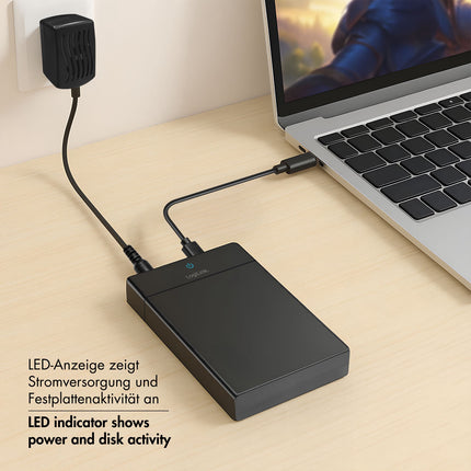 USB-C box na HDD/SSD SATA, 2.5"/3.5", bez nářadí, černá