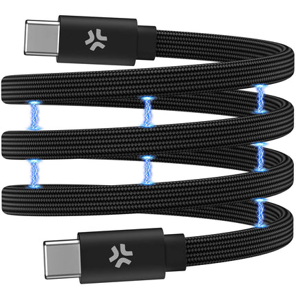 Kabel USB-C na USB-C 60W, magnetický opletený plochý 2m
