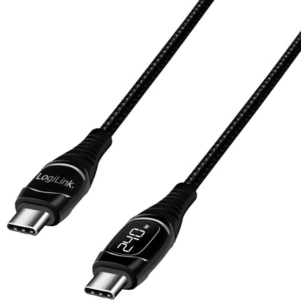 Kabel USB-C - USB-C s displejem USB 2.0 PD 3.1 240W 1 m, černá