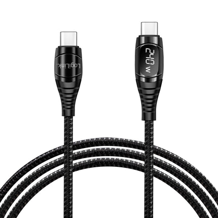 Kabel USB-C - USB-C s displejem USB 2.0 PD 3.1 240W 1 m, černá