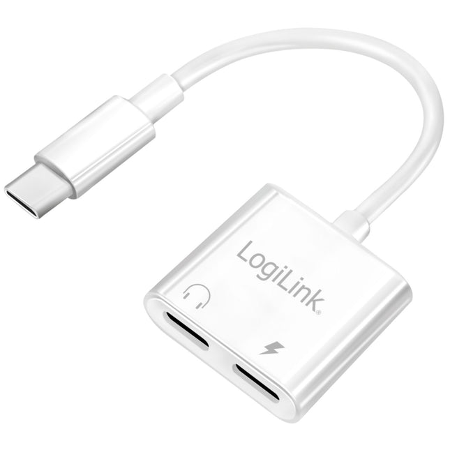 USB-C adaptér s 1 x audio portem, 1 x USB-C PD 60W, bílá