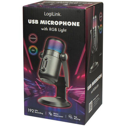 USB kardioidní mikrofon s RGB podsvícením, 192kHz/24-Bit