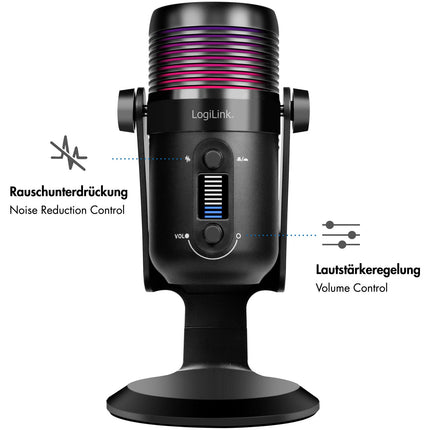 USB kardioidní mikrofon s RGB podsvícením, 192kHz/24-Bit