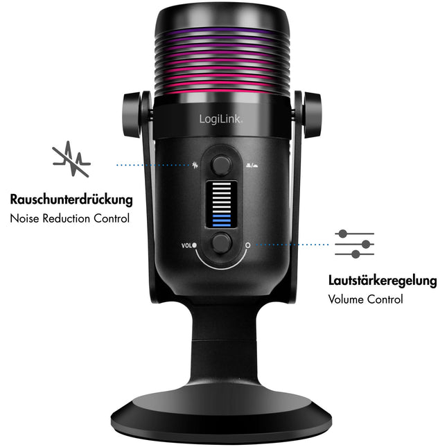 USB kardioidní mikrofon s RGB podsvícením, 192kHz/24-Bit