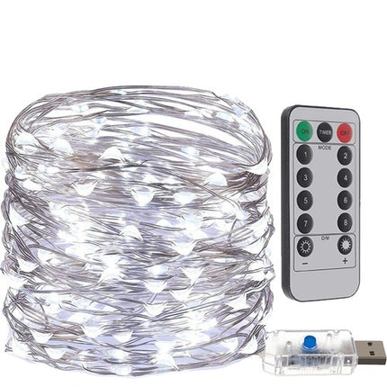 USB osvětlení na vánoční stromek - 300 LED drátky, studená bílá
