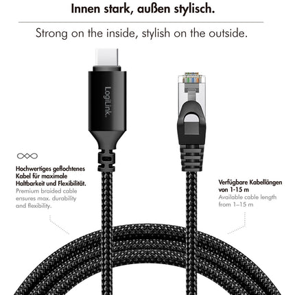 Kabel USB-C na RJ45 Ethernet, 1 Gbps, délka 1m