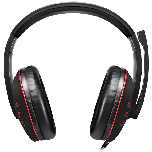 USB herní headset s flexibilním mikrofonem, černá/červená