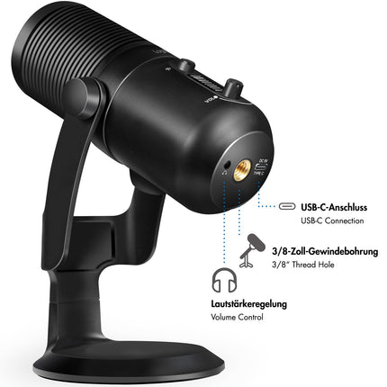USB Microphone, Cardioid/Omnidirectional, RGB Lighting