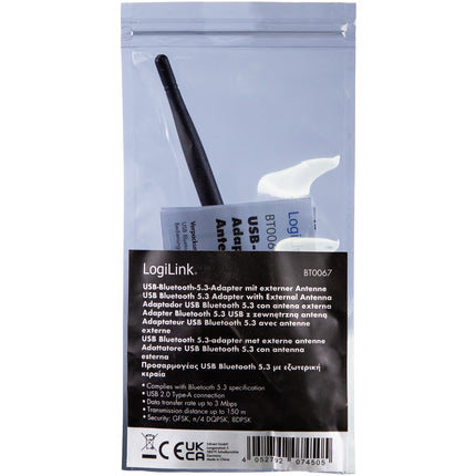 USB adaptér Bluetooth 5.3 s anténou 150 m