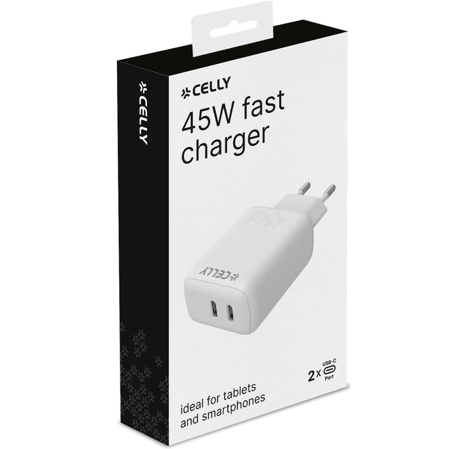 USB nabíječka 2 x USB-C PD 45W, bílá