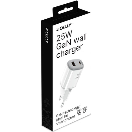 USB charger GaN 1 x USB-A + 1 x USB-C PD 25W
