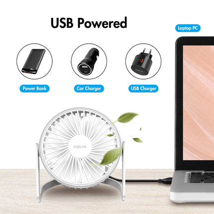 USB ventilátor Ø12.7 cm, bílá